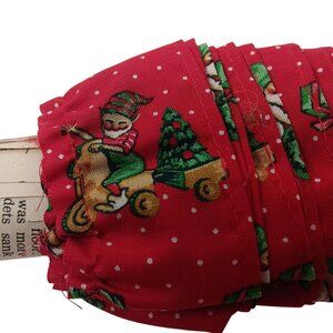 Handmade Vtg Christmas Elf Red Fabric Ruffle Holiday Sewing Notion 1.5"x4.88 Yds
